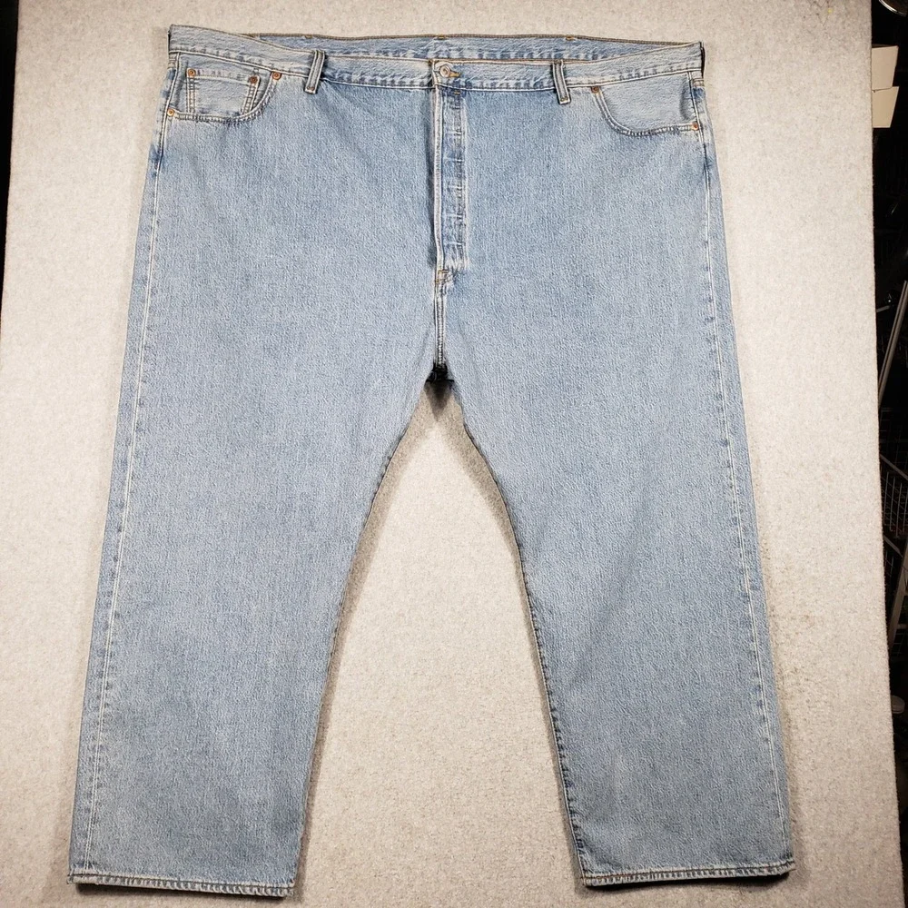 Classic Levi's 501‎ Mens Light Wash Straight Leg Button Fly Jeans W58 L30